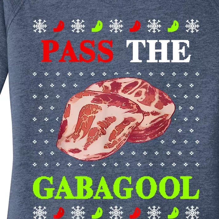 Funny Pass The Gabagool Tacky Ugly Christmas Gabagool Funny Tee Gift Women's Perfect Tri Tunic Long Sleeve Shirt