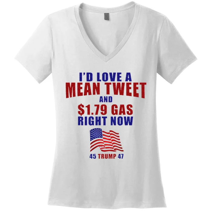 Funny Pro Trump Supporter Id Love A Mean Tweet Gas Prices Women's V-Neck T-Shirt