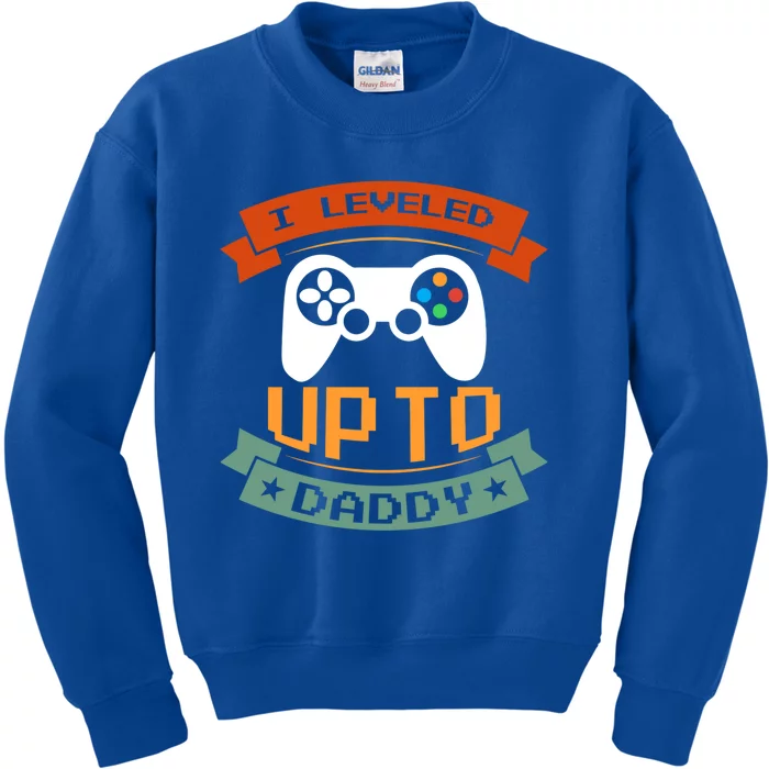 Funny Promoted To Daddy Vintage I Leveled Up To Dad Gift Kids Sweatshirt