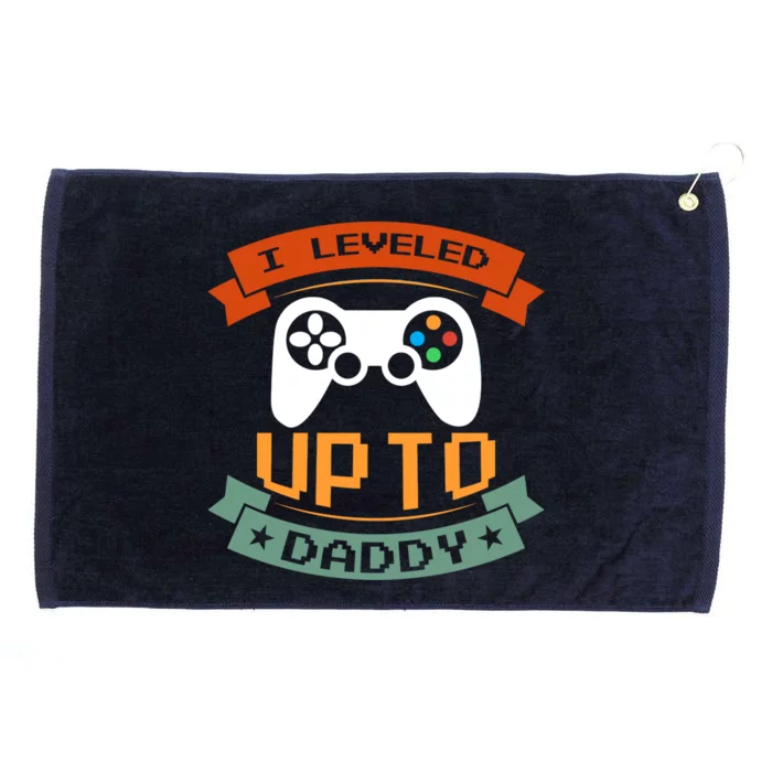 Funny Promoted To Daddy Vintage I Leveled Up To Dad Gift Grommeted Golf Towel