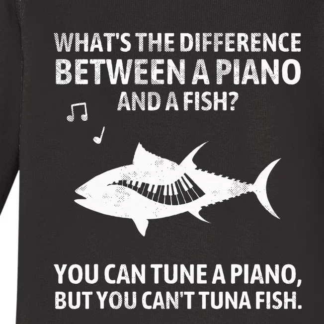 Funny Piano Tuna Fish Music Sarcastic Joke Baby Long Sleeve Bodysuit