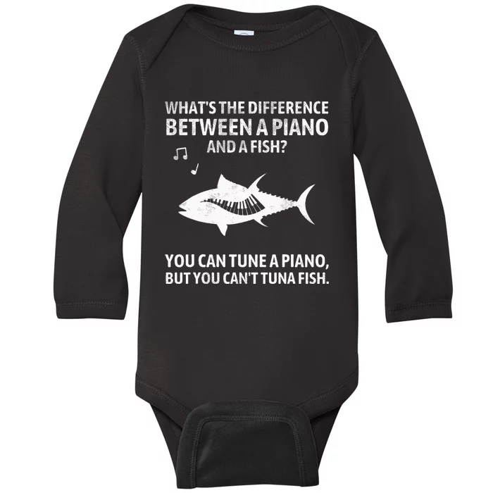 Funny Piano Tuna Fish Music Sarcastic Joke Baby Long Sleeve Bodysuit