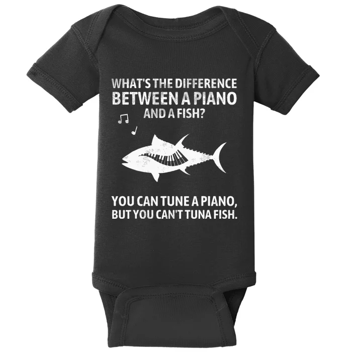 Funny Piano Tuna Fish Music Sarcastic Joke Baby Bodysuit