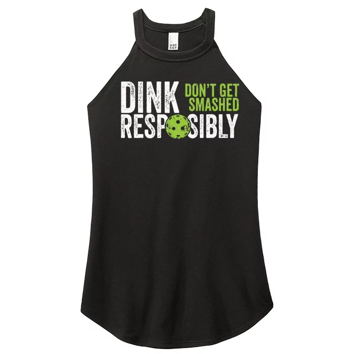 Funny Pickleball Team Clothing Dink Responsibly Women’s Perfect Tri Rocker Tank