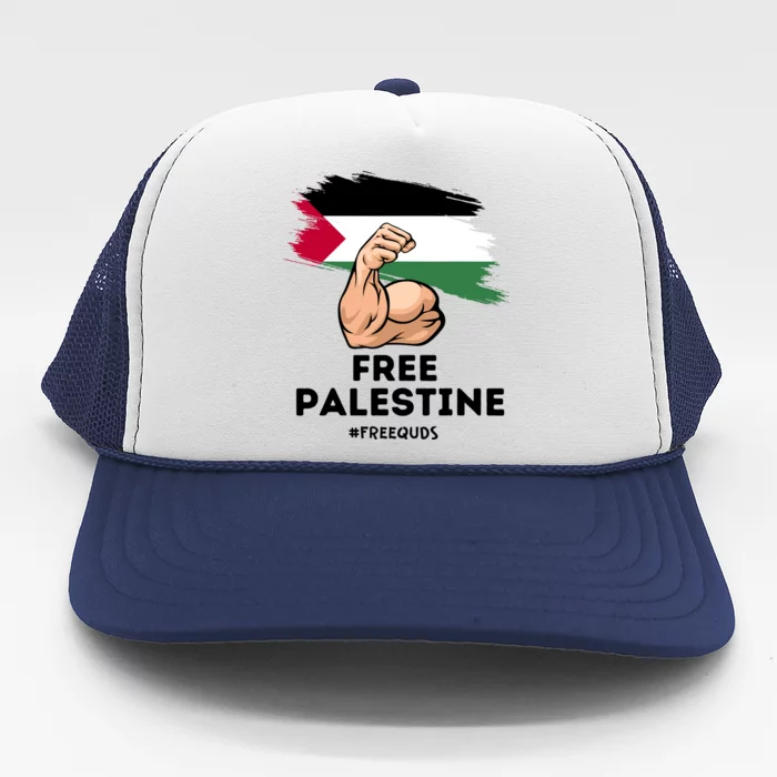 Free Palestine The Power Of The Palestinian Flag Trucker Hat