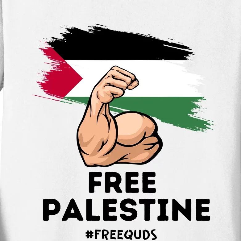 Free Palestine The Power Of The Palestinian Flag Kids Long Sleeve Shirt