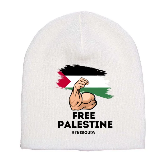 Free Palestine The Power Of The Palestinian Flag Short Acrylic Beanie