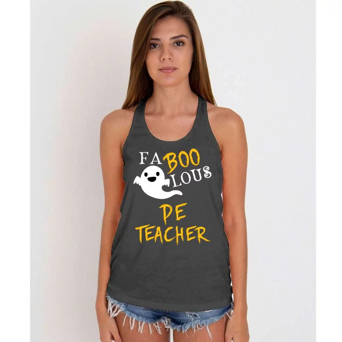 Faboolous Pe Teacher Halloween Physical Education Funny Women's Knotted Racerback Tank