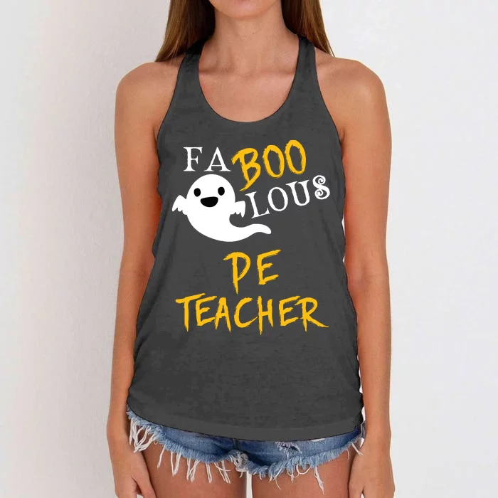 Faboolous Pe Teacher Halloween Physical Education Funny Women's Knotted Racerback Tank