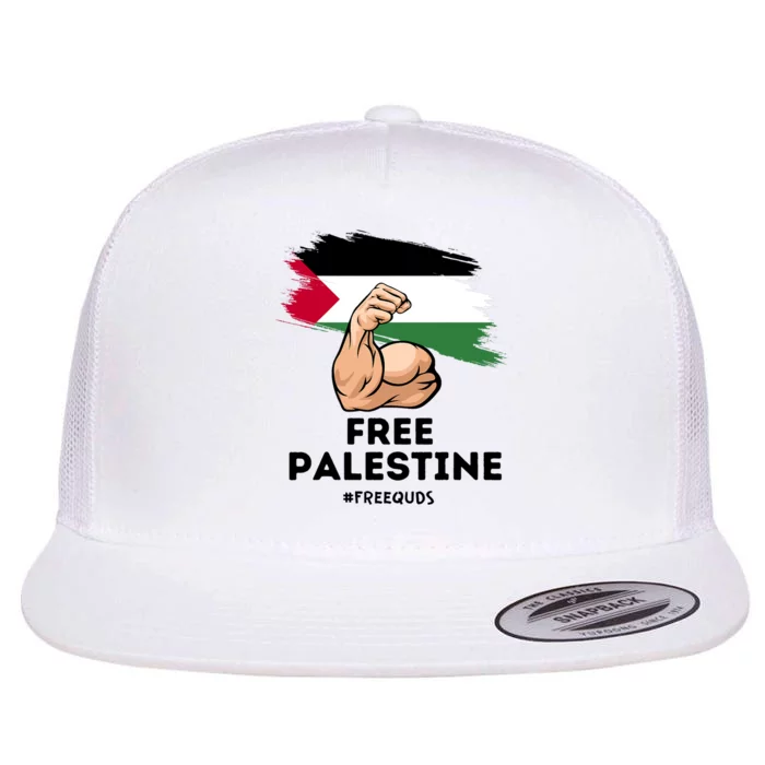 Free Palestine The Power Of The Palestinian Flag Flat Bill Trucker Hat