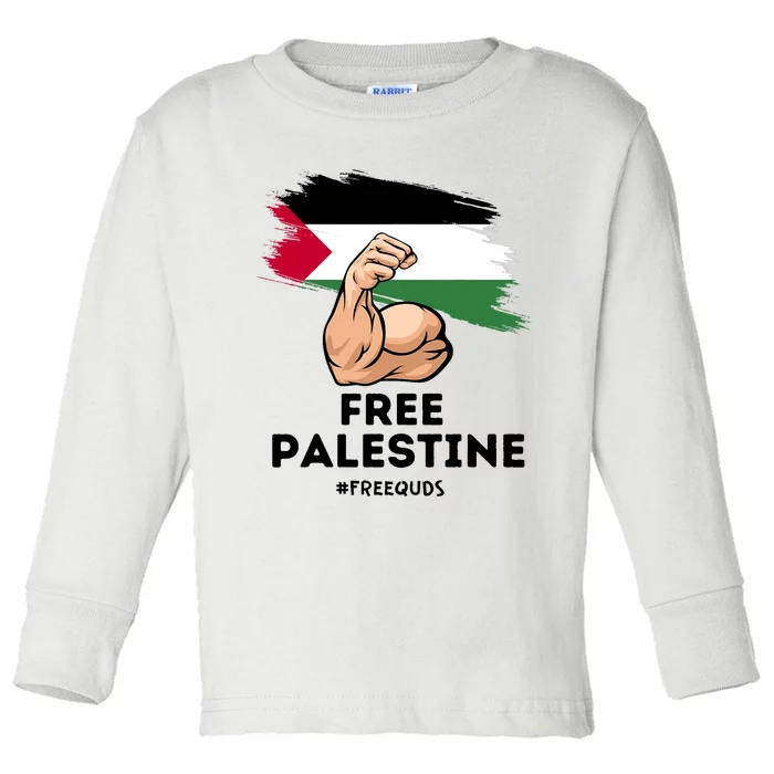 Free Palestine The Power Of The Palestinian Flag Toddler Long Sleeve Shirt