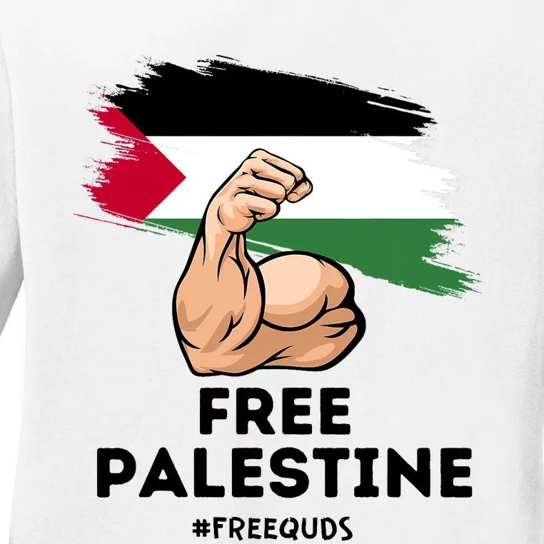 Free Palestine The Power Of The Palestinian Flag Ladies Long Sleeve Shirt