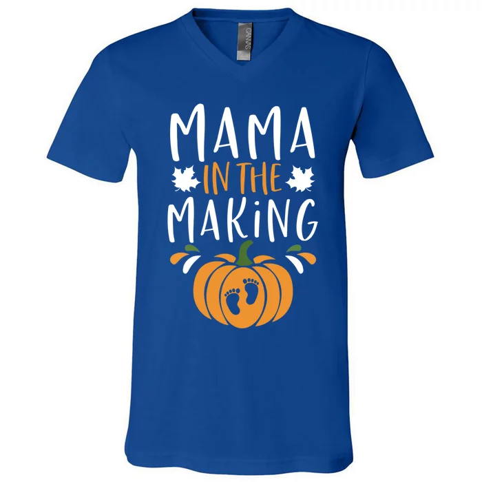 Funny Pregnancy Thanksgiving Graphic Tee Mama In The Making Meaningful Gift V-Neck T-Shirt