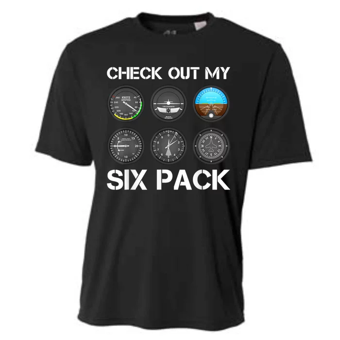 Funny Pilot Top Airplane Six Pack Flight Instruments Gift Cooling Performance Crew T-Shirt