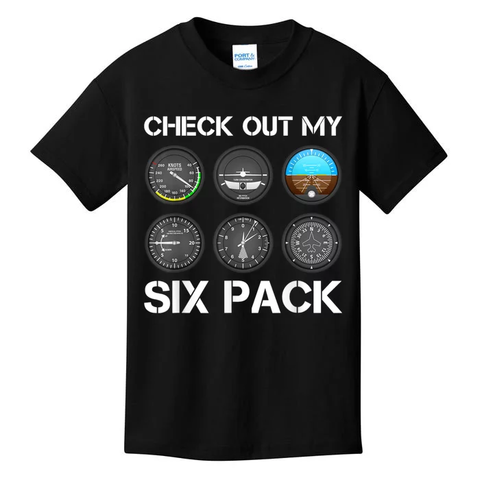 Funny Pilot Top Airplane Six Pack Flight Instruments Gift Kids T-Shirt