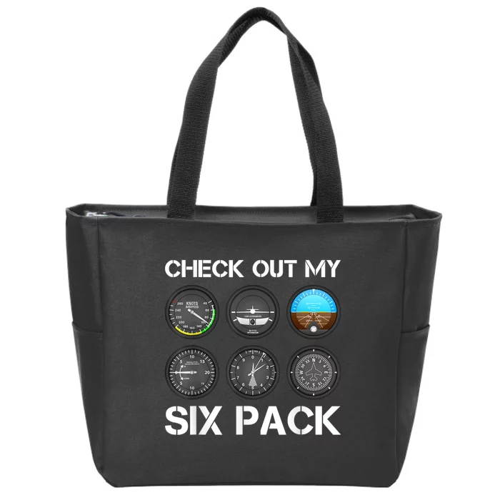 Funny Pilot Top Airplane Six Pack Flight Instruments Gift Zip Tote Bag