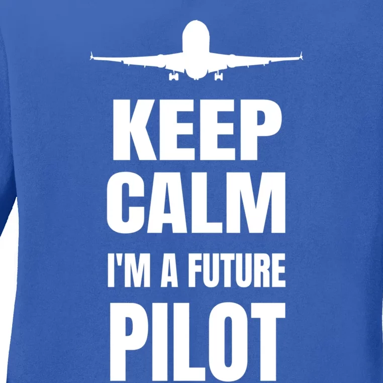 Future Pilot Tee Pilot In Progress Flight School Student Great Gift Ladies Long Sleeve Shirt