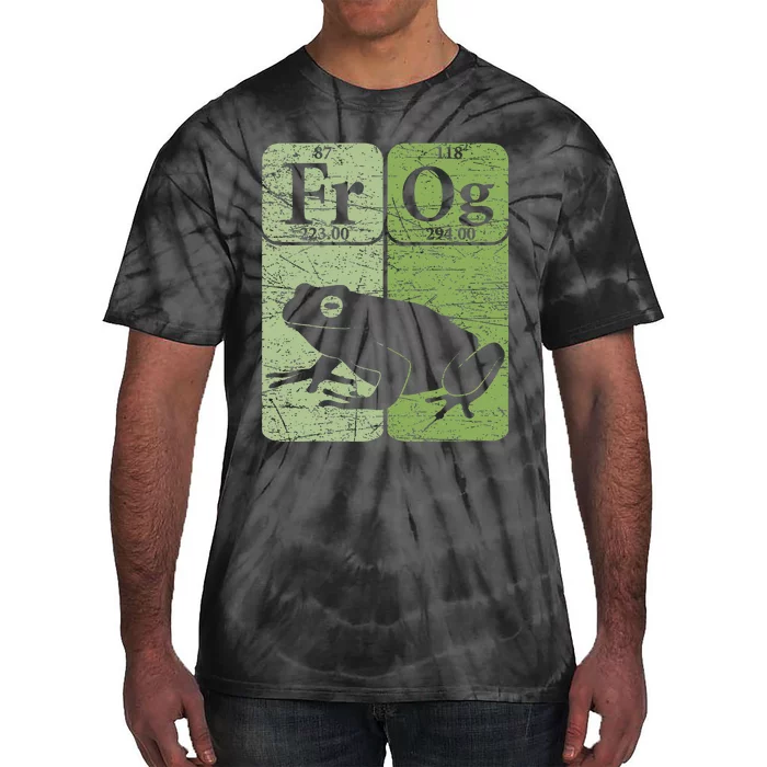 Frog Periodic Table Elements Herpetologist Frog Lover Retro Tie-Dye T-Shirt