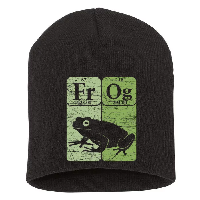 Frog Periodic Table Elements Herpetologist Frog Lover Retro Short Acrylic Beanie