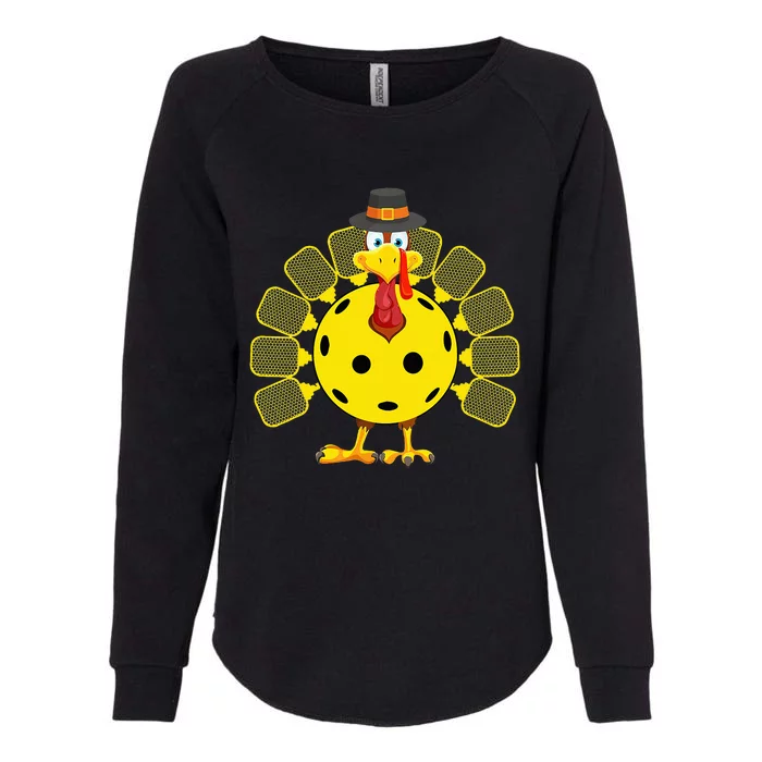 Funny Pickleball Thanksgiving Golf Ball Turkey Lover Womens California Wash Sweatshirt