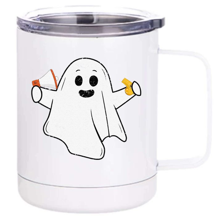 Funny PE Teacher Ghost Spooky Vibes Vintage Halloween Front & Back 12oz Stainless Steel Tumbler Cup