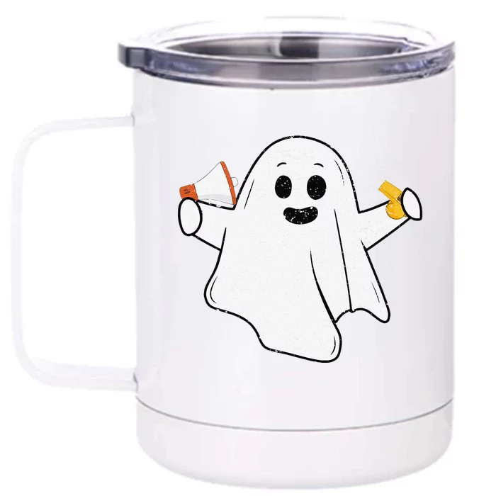 Funny PE Teacher Ghost Spooky Vibes Vintage Halloween Front & Back 12oz Stainless Steel Tumbler Cup