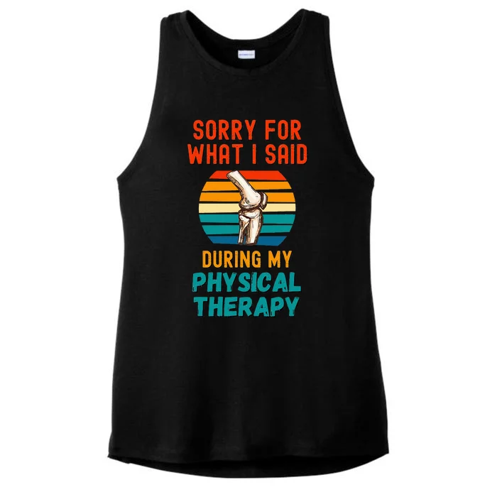 Funny Physical Therapy Surgery Recovery Knee Replacement Ladies Tri-Blend Wicking Tank