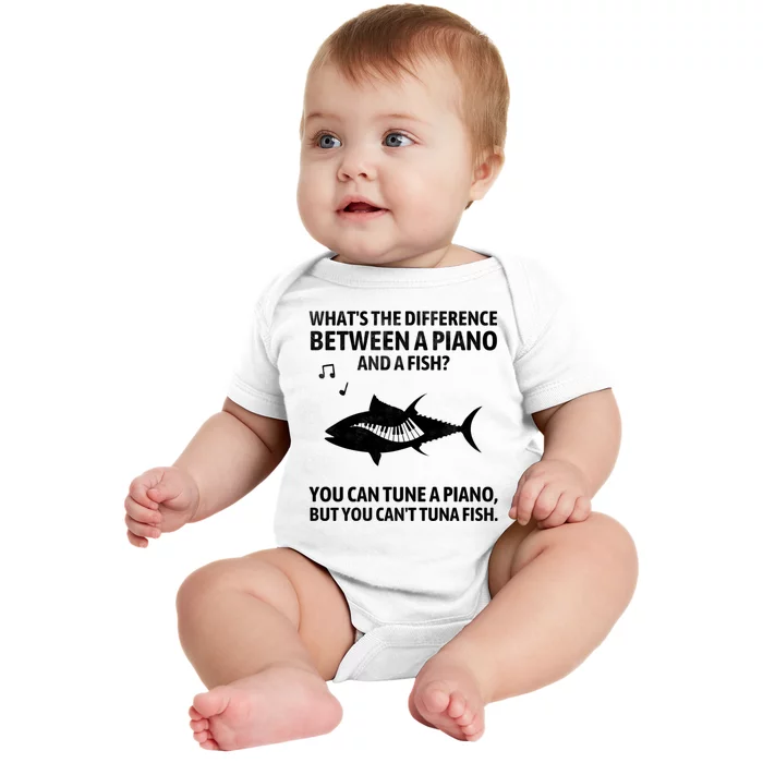 Funny Piano Tuna Fish Music Sarcastic Joke Baby Bodysuit