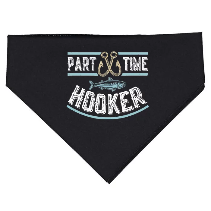 Funny Part Time Hooker Fishing Fisherman Lover Gift USA-Made Doggie Bandana