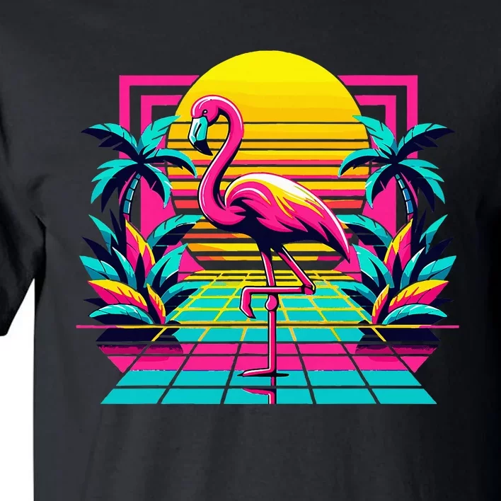 Flamingo Palm Trees Tropical Summer Tall T-Shirt