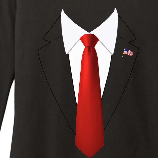 Funny President Trump Suit Lazy Halloween Costume Womens CVC Long Sleeve Shirt