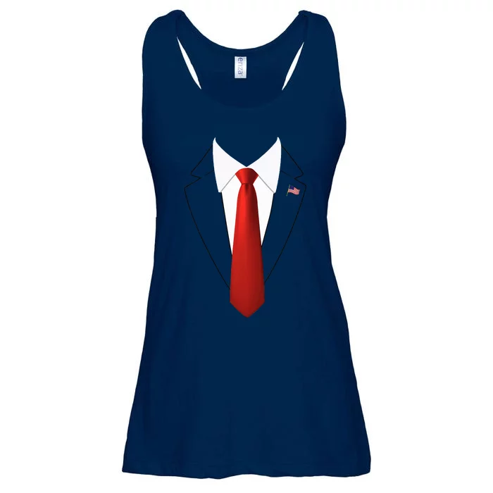 Funny President Trump Suit Lazy Halloween Costume Ladies Essential Flowy Tank