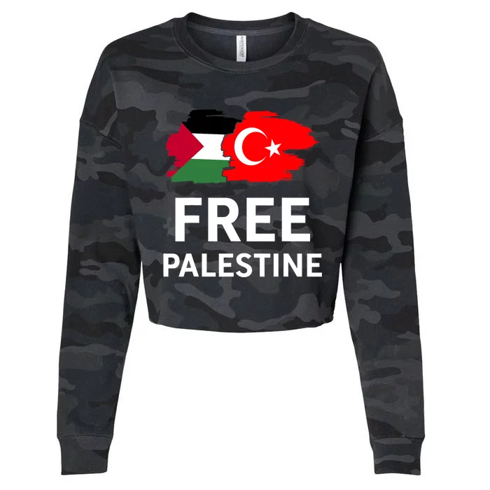 Free Palestine Turkish Turkey Support Palestinian Cropped Pullover Crew