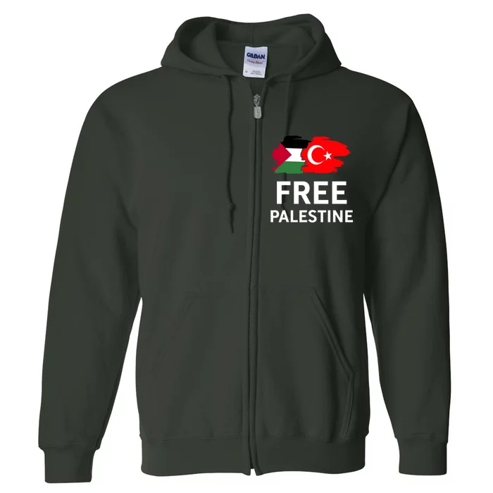 Free Palestine Turkish Turkey Support Palestinian Full Zip Hoodie