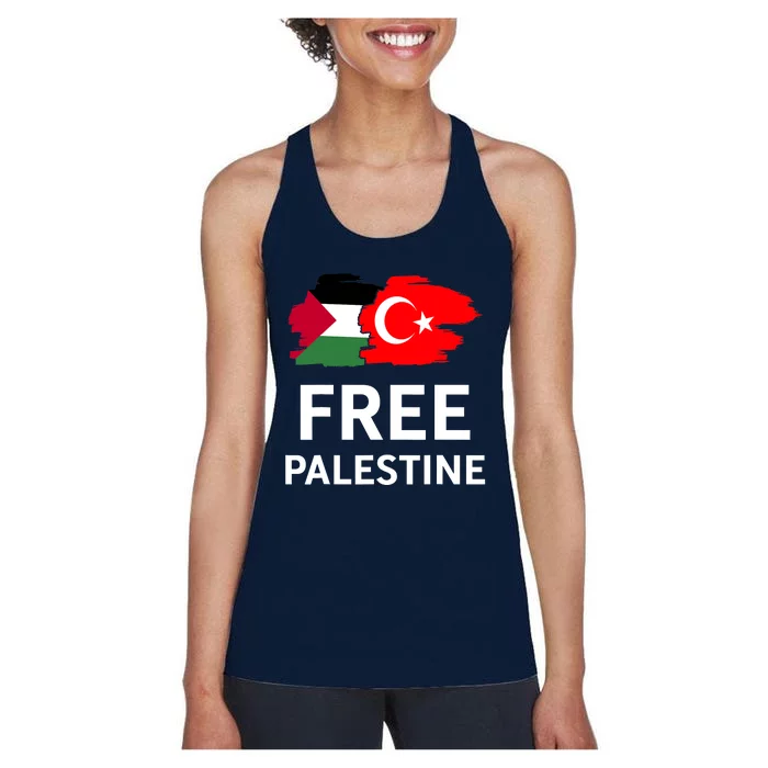 Free Palestine Turkish Turkey Support Palestinian Women's Racerback Tank