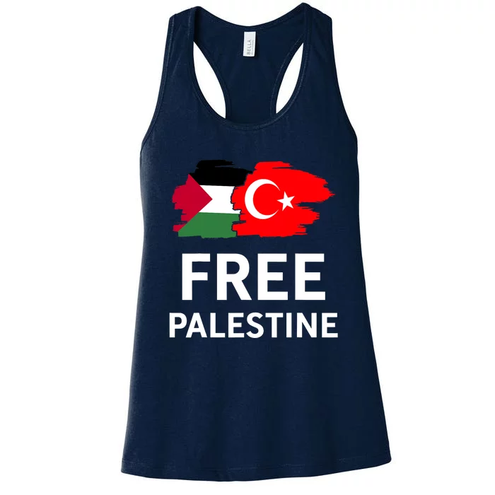 Free Palestine Turkish Turkey Support Palestinian Women's Racerback Tank