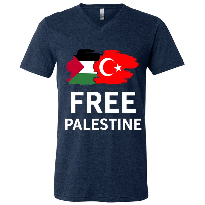 Free Palestine Turkish Turkey Support Palestinian V-Neck T-Shirt