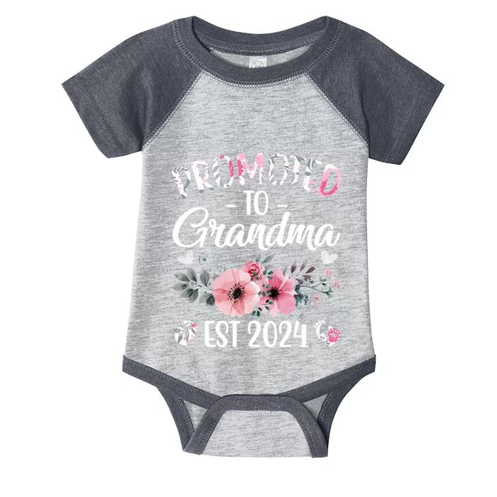 Floral Promoted To Grandma Est. 2024 Grandparents Baby Announcement Infant Baby Jersey Bodysuit