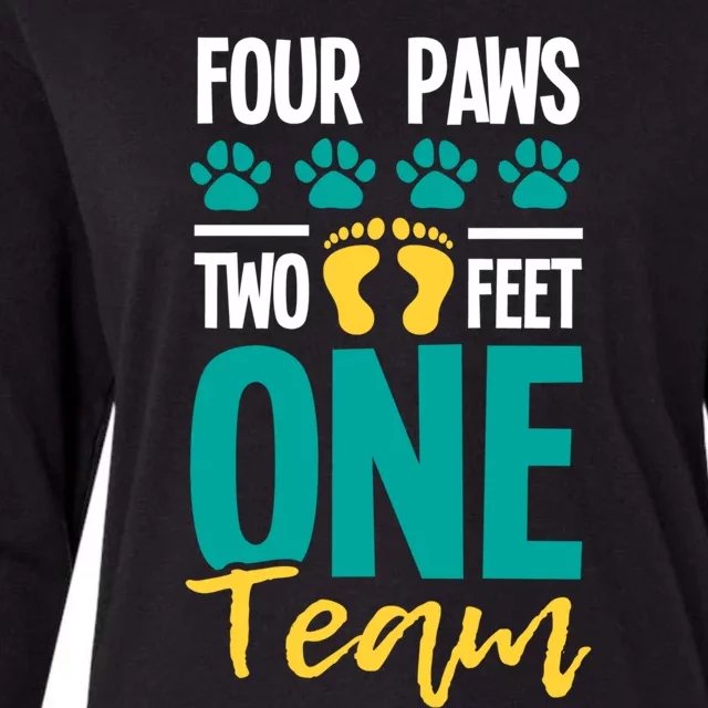 Four Paws Two Feet One Team Gift Puppy Lover Dog Trainer Gift Womens Cotton Relaxed Long Sleeve T-Shirt