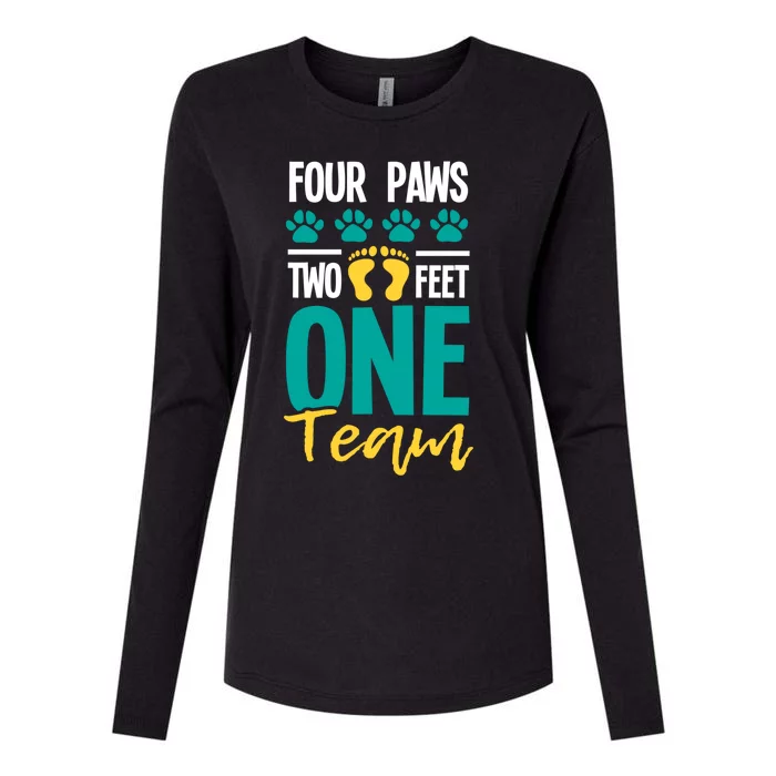 Four Paws Two Feet One Team Gift Puppy Lover Dog Trainer Gift Womens Cotton Relaxed Long Sleeve T-Shirt