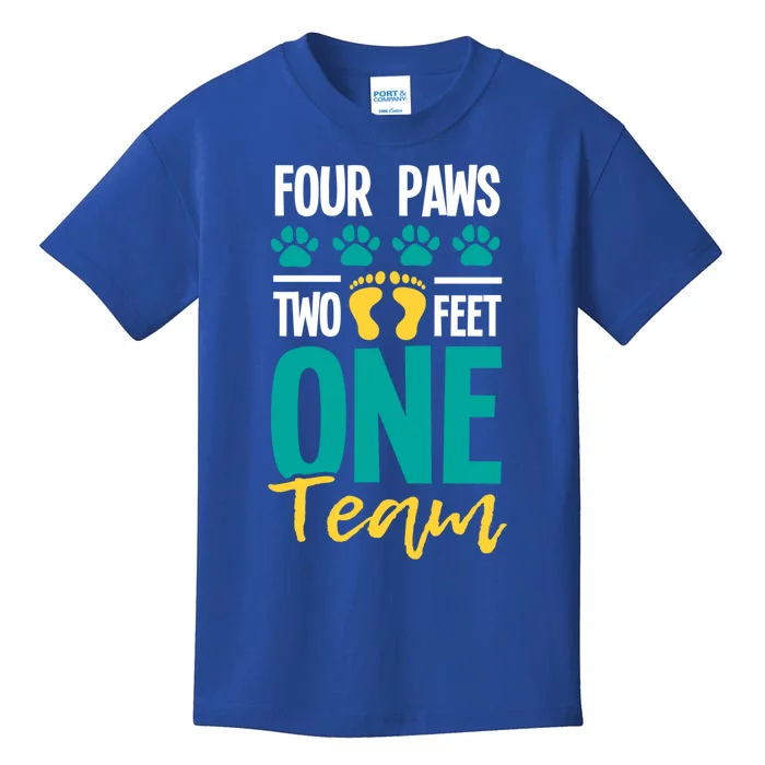 Four Paws Two Feet One Team Gift Puppy Lover Dog Trainer Gift Kids T-Shirt