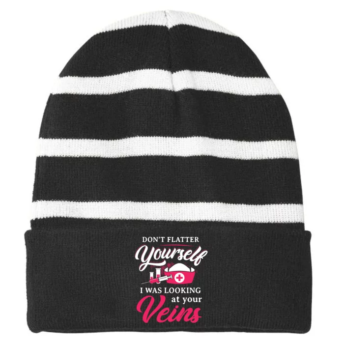 Funny Phlebotomy Technician Phlebotomist Nurse Women Striped Beanie with Solid Band