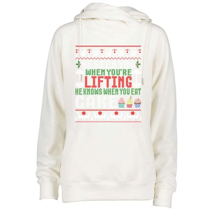 Funny Personal Trainer Christmas For Weightlifting And Cake Meaningful Gift Womens Funnel Neck Pullover Hood