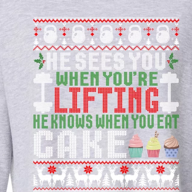 Funny Personal Trainer Christmas For Weightlifting And Cake Meaningful Gift Cropped Pullover Crew