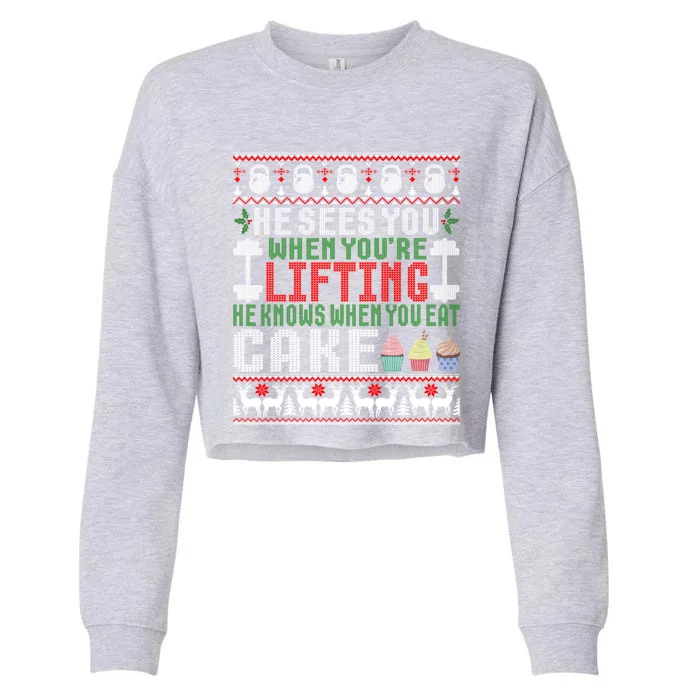 Funny Personal Trainer Christmas For Weightlifting And Cake Meaningful Gift Cropped Pullover Crew