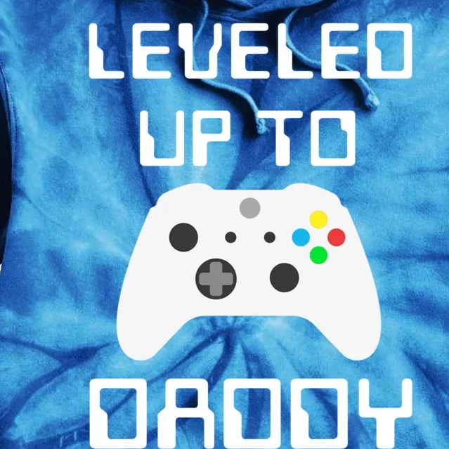 Funny Promoted To Daddy New Parent Gamer Leveled Up To Daddy Funny Gift Tie Dye Hoodie