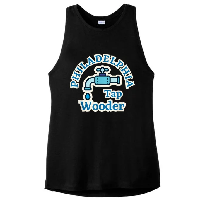 Funny Philadelphia Tap Wooder Water City Hall Parody Ladies Tri-Blend Wicking Tank