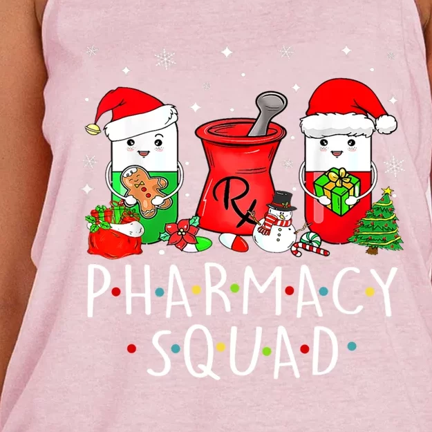 Funny Pharmacy Tech Squad Christmas Ing Holiday Pajama Cool Gift Women's Knotted Racerback Tank