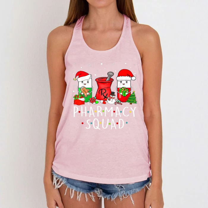 Funny Pharmacy Tech Squad Christmas Ing Holiday Pajama Cool Gift Women's Knotted Racerback Tank