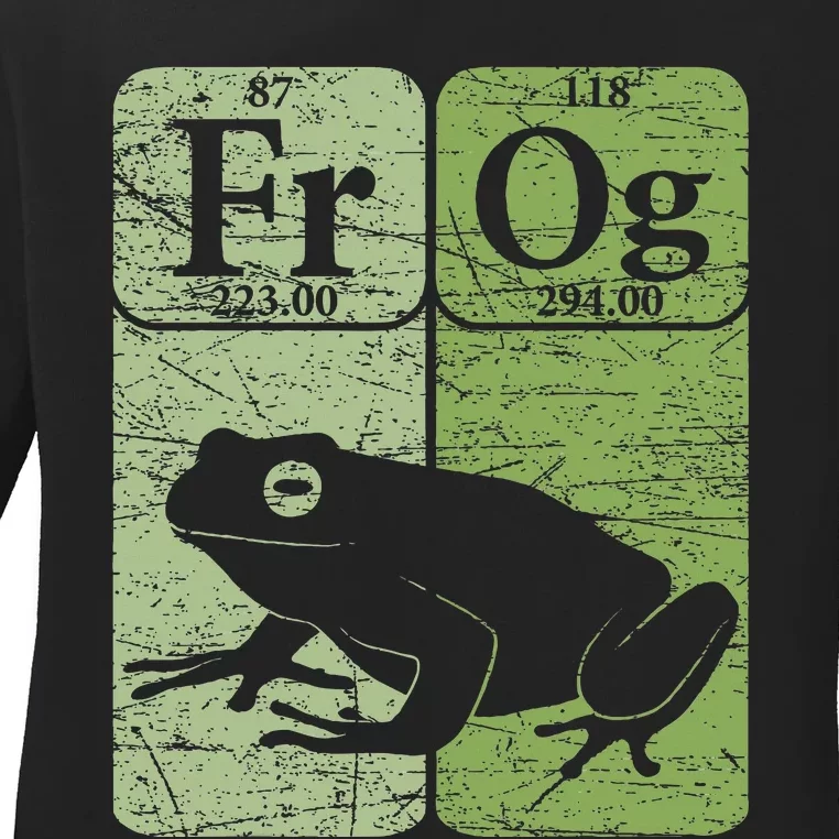 Frog Periodic Table Elements Herpetologist Frog Lover Retro Ladies Long Sleeve Shirt